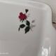 Porcelain ear cake dish Bavaria white décor roses fushia bordered gold