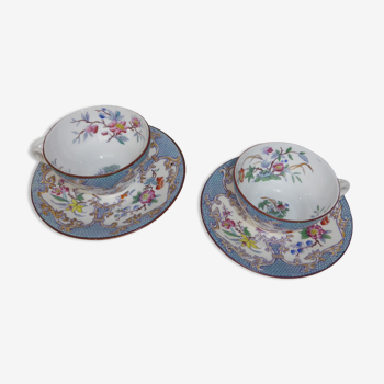 Pair of Rörstrand porcelain coffee cups with Japanese floral decoration