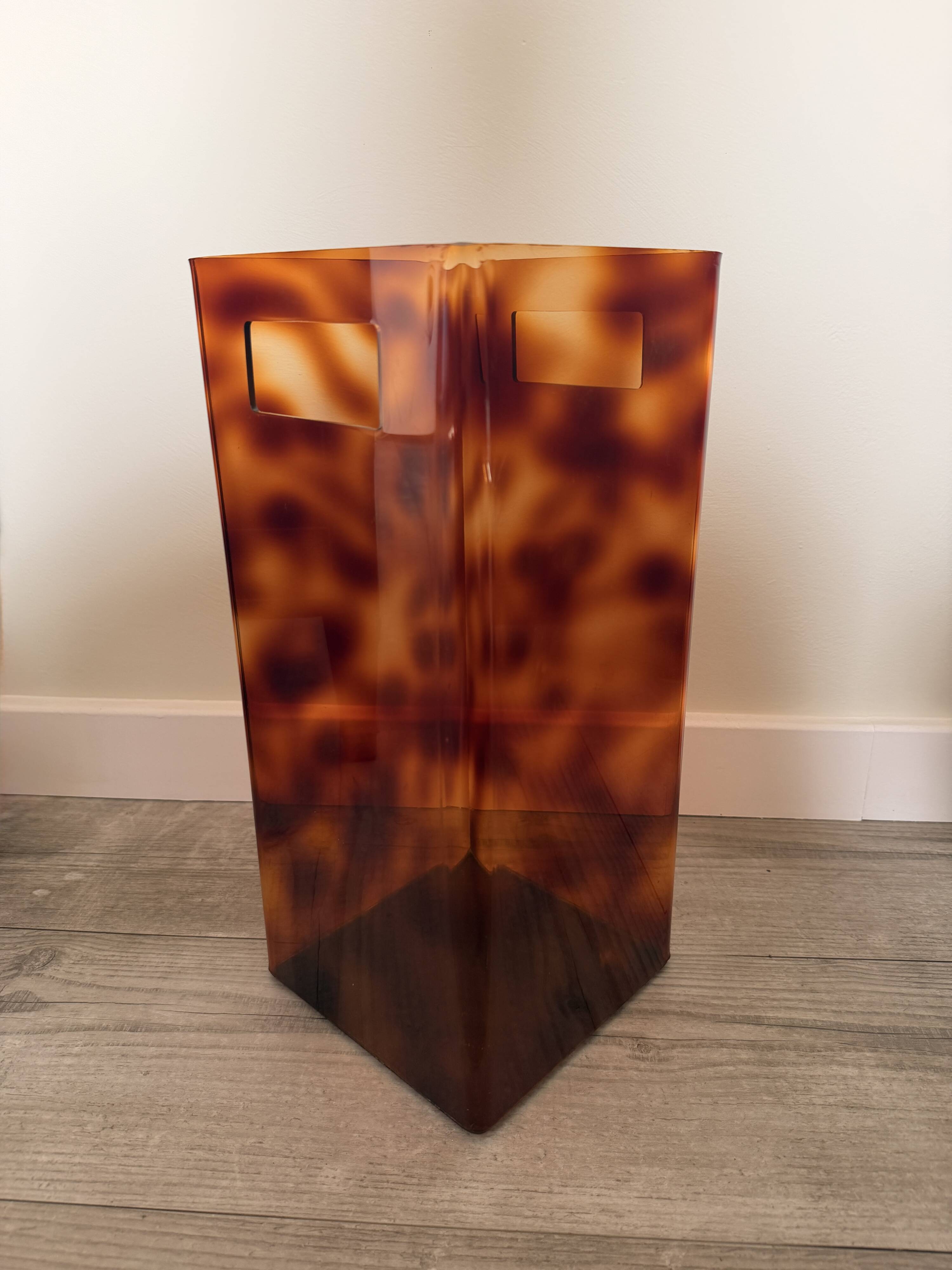 Duo Magazine Rack & Umbrella Stand "Tortoiseshell", Michel Dumas Style