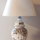Hand-painted Rouen-style faience lamp, new artisan lampshade.