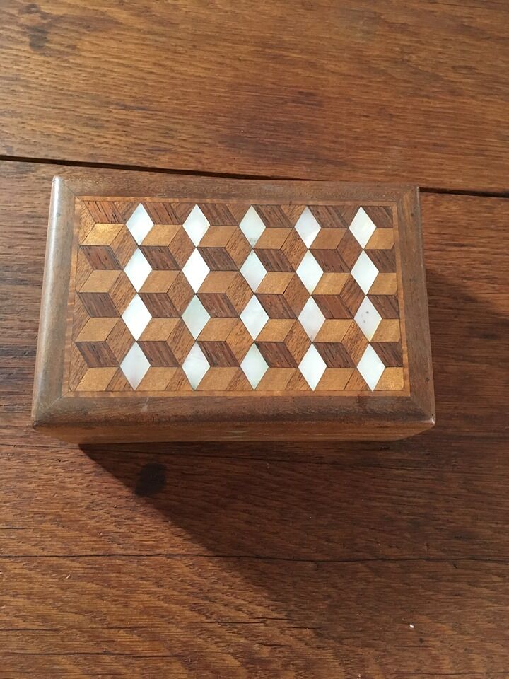 Wooden box encrusted with mother-of-pearl