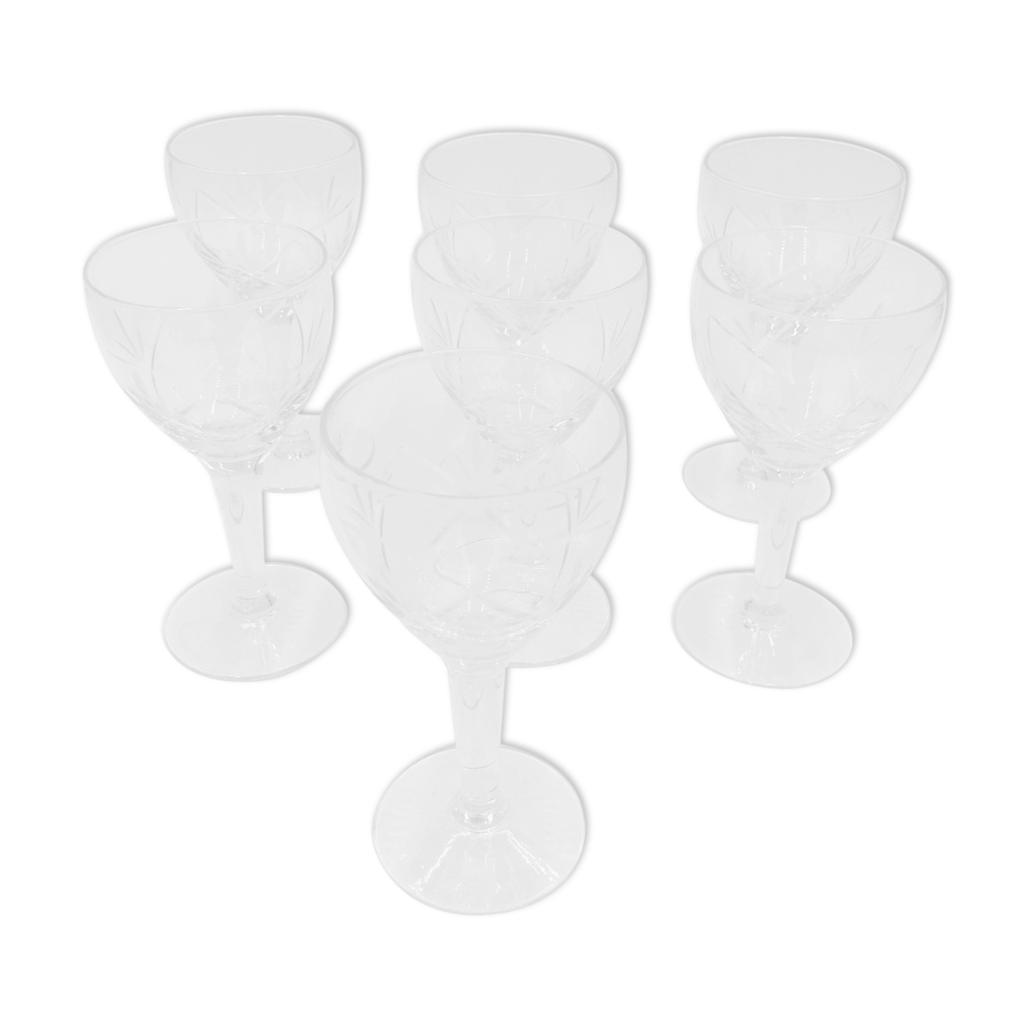Lot of 7 crystal wine glasses