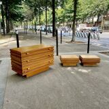 Brutalist chest of drawers in solid elm, Maison Regain, 1970