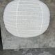 Grande suspension en rotin et lin naturel japonisante ronde aplatie (Labu) H57 D80