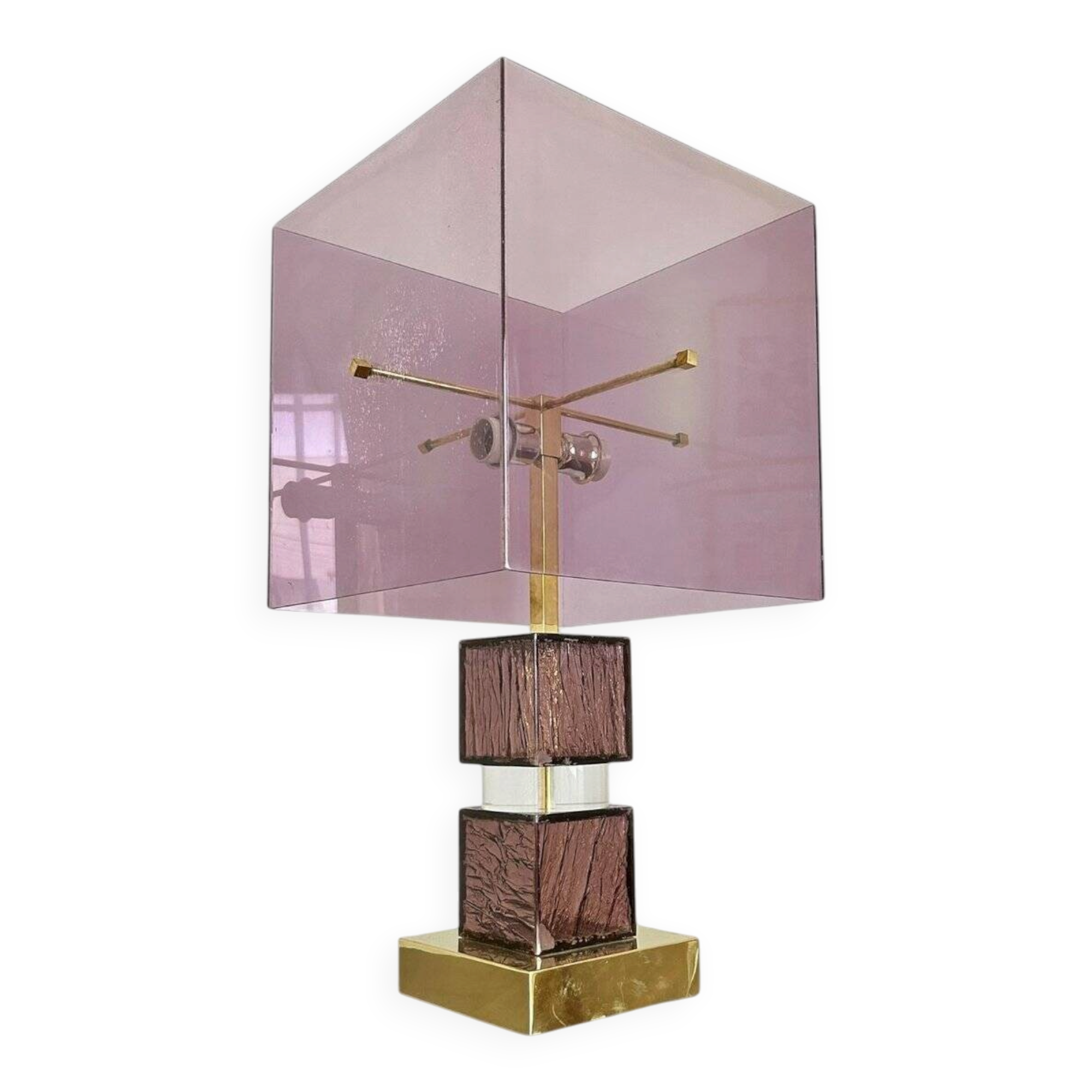 Lampe Attr. à Romeo Rega en lucite et laiton, 1970