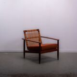 Mid-century easy chair in teak and cane circa 1970