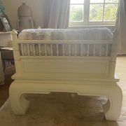 Pair of small bespoke benches – Casamance fabric in Ivory colour.