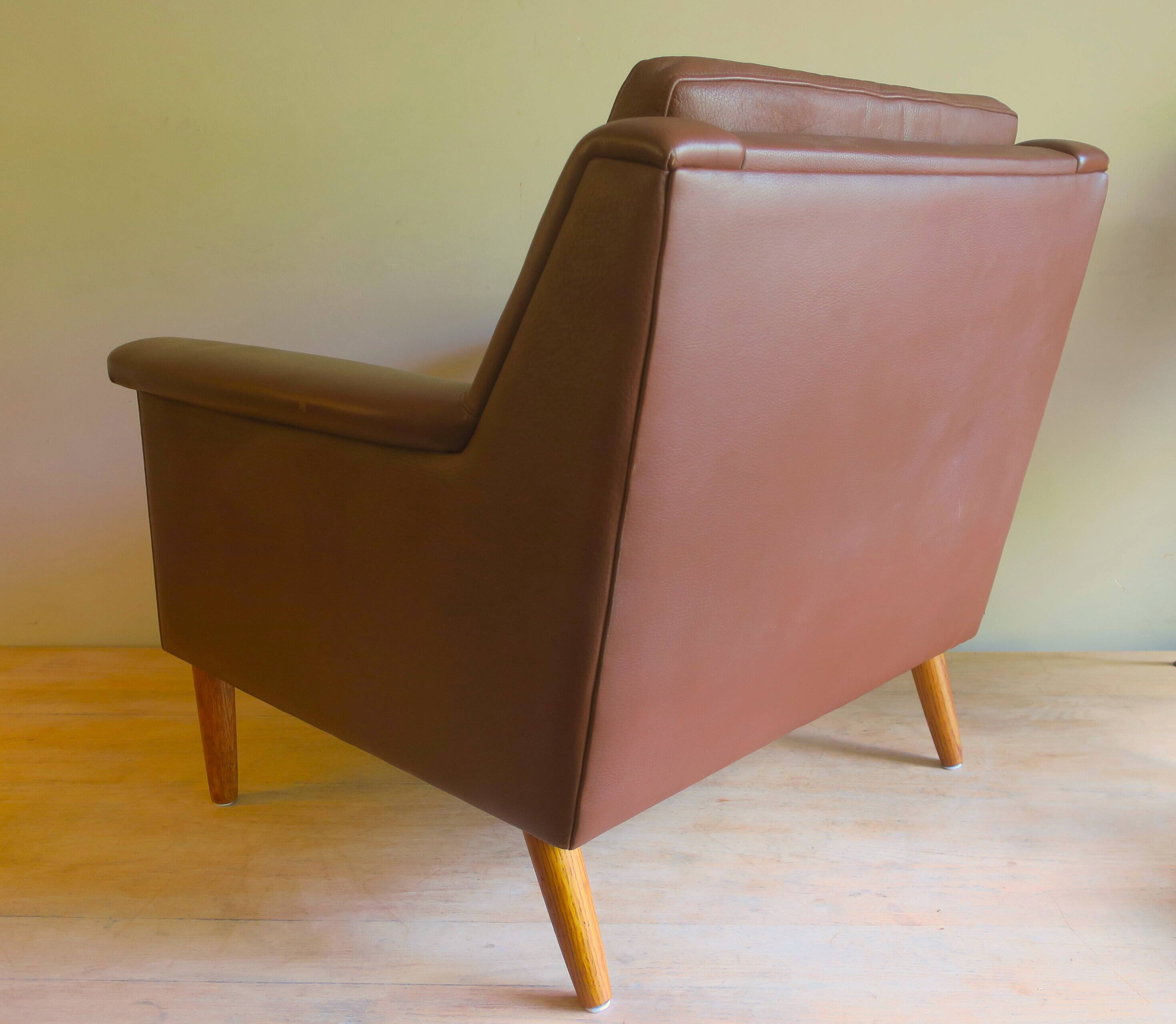 Mid-century leather armchair, Denmark, 1960s