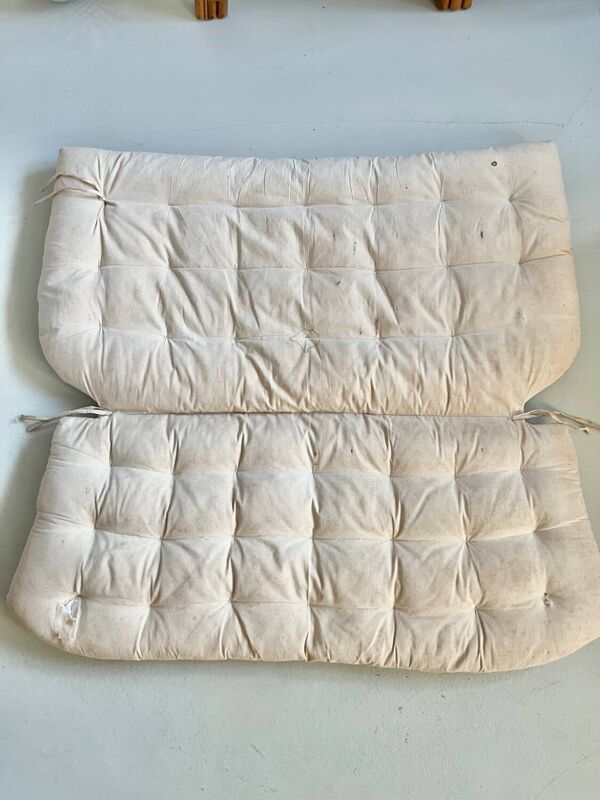 Canapé / banquette vintage bambou et rotin - 1970