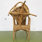 Pair of rattan and wicker armchairs 1960s