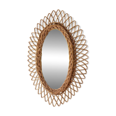 Vintage oval rattan mirror 57x40