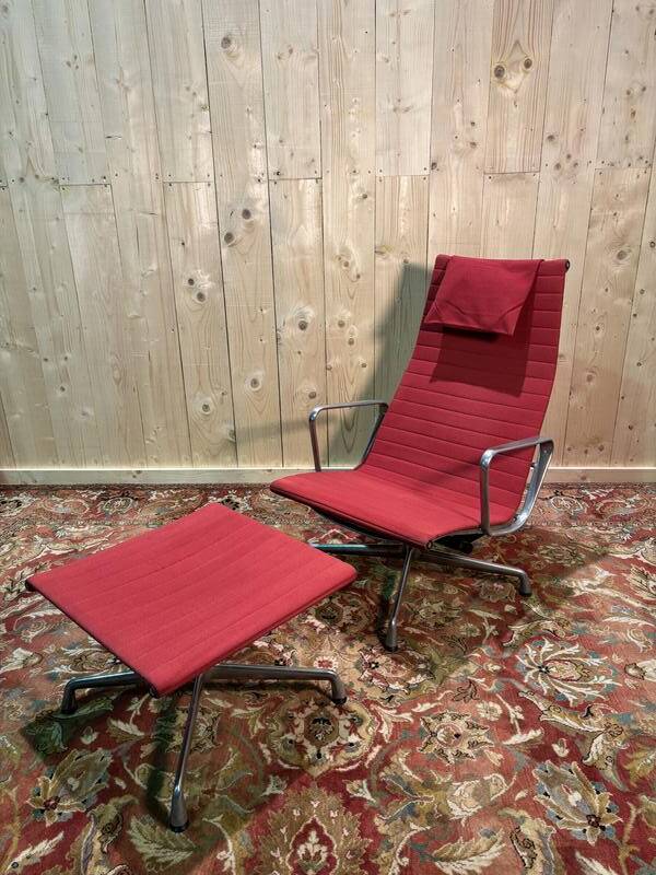 Fauteuil et ottoman Bauhaus de Charles Eames en aluminium
