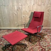 Fauteuil et ottoman Bauhaus de Charles Eames en aluminium