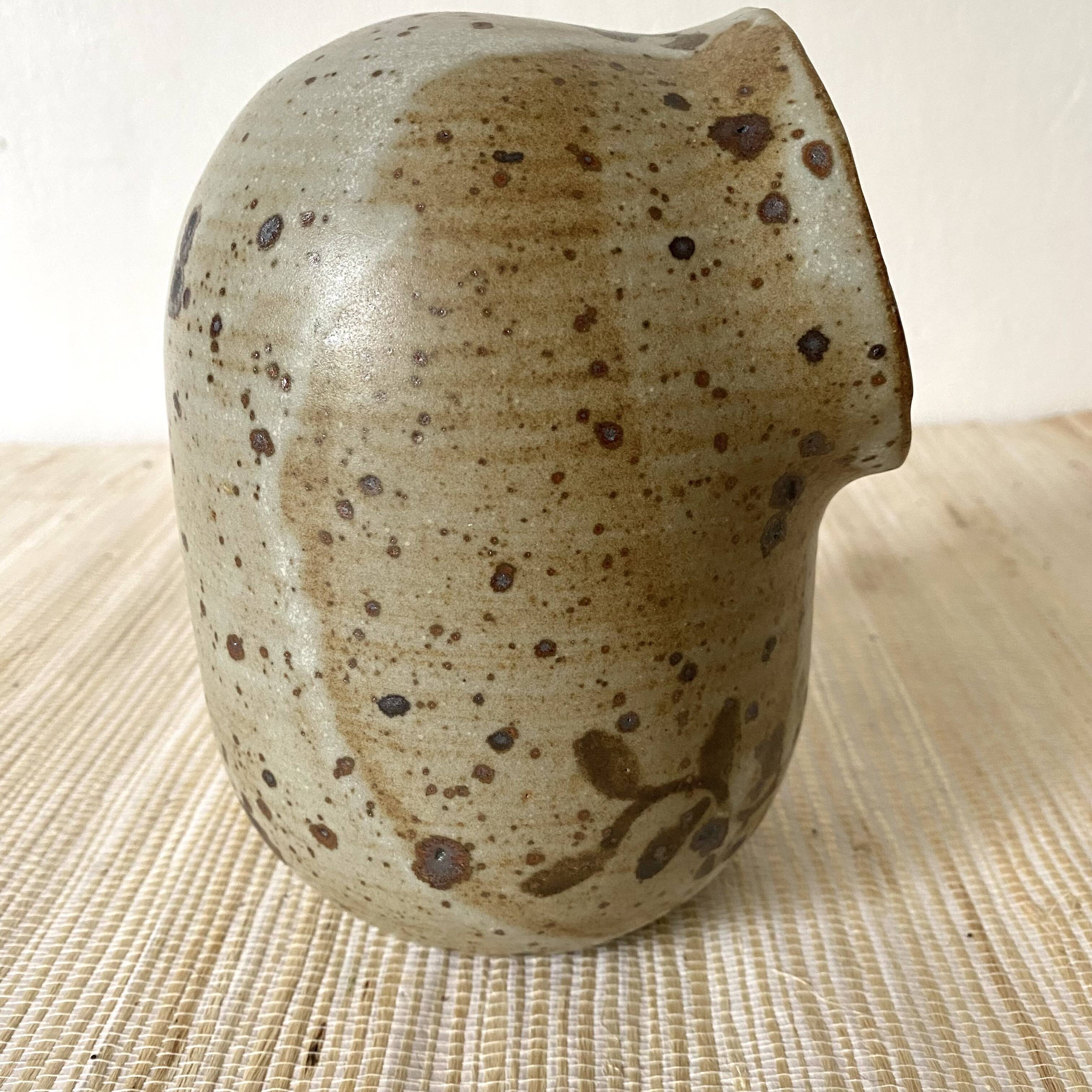 Stoneware salt pot, blue flower decor