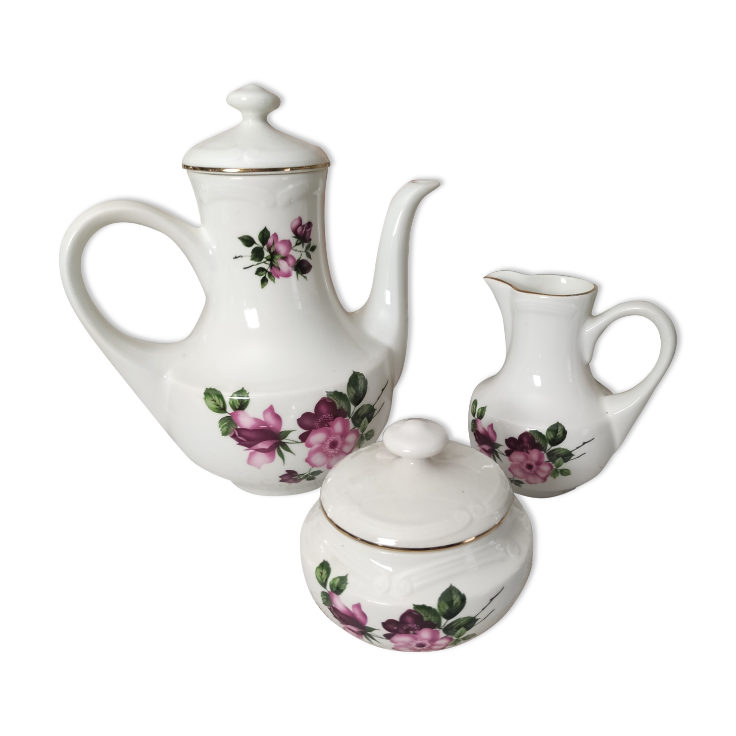 Coffee set 3 pieces Gien France Chinon model