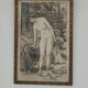 Fusain Femme nue estampe encadrée