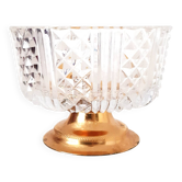 Chiseled crystal bowl with gilded metal base