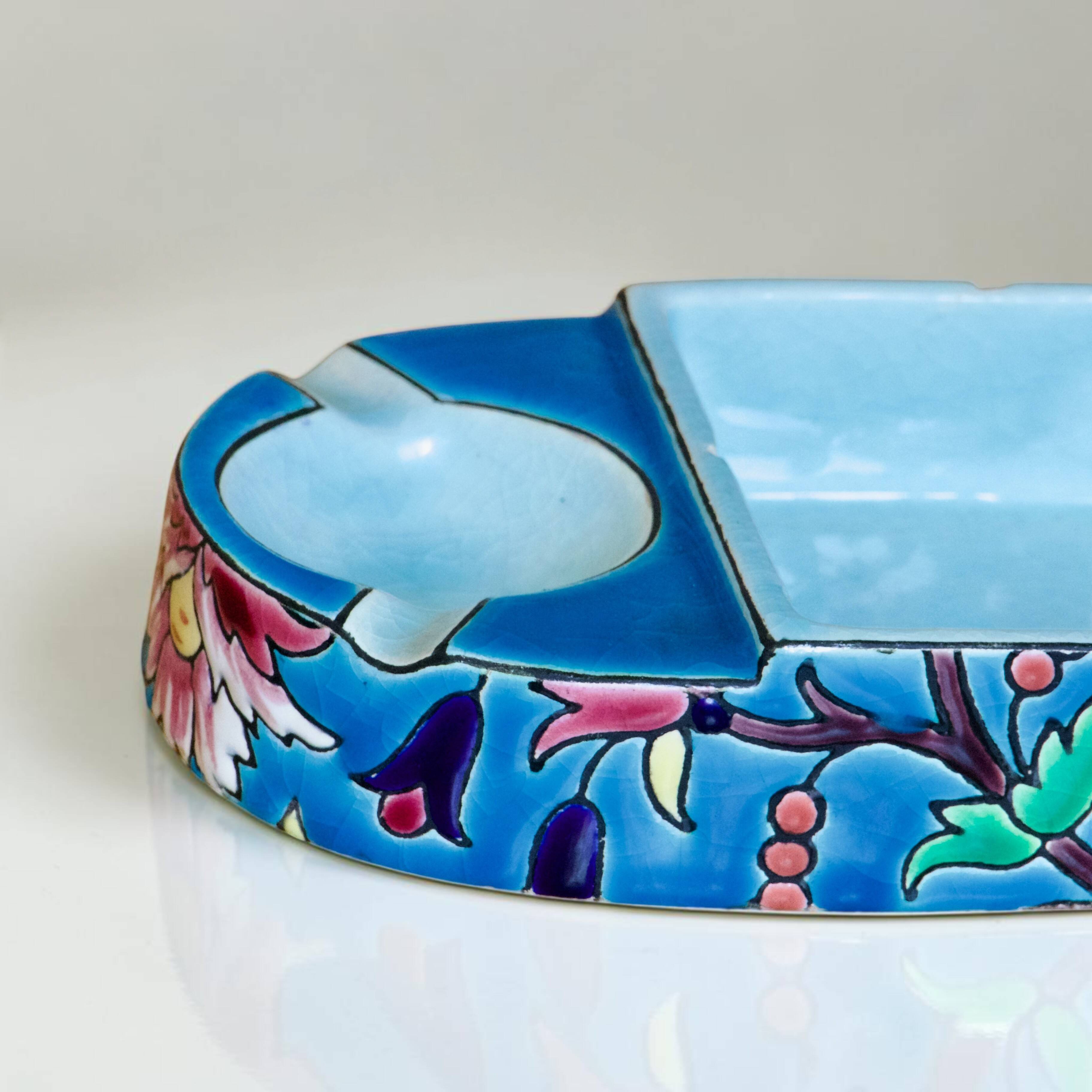 Necessary old ashtray in Longwy enamels