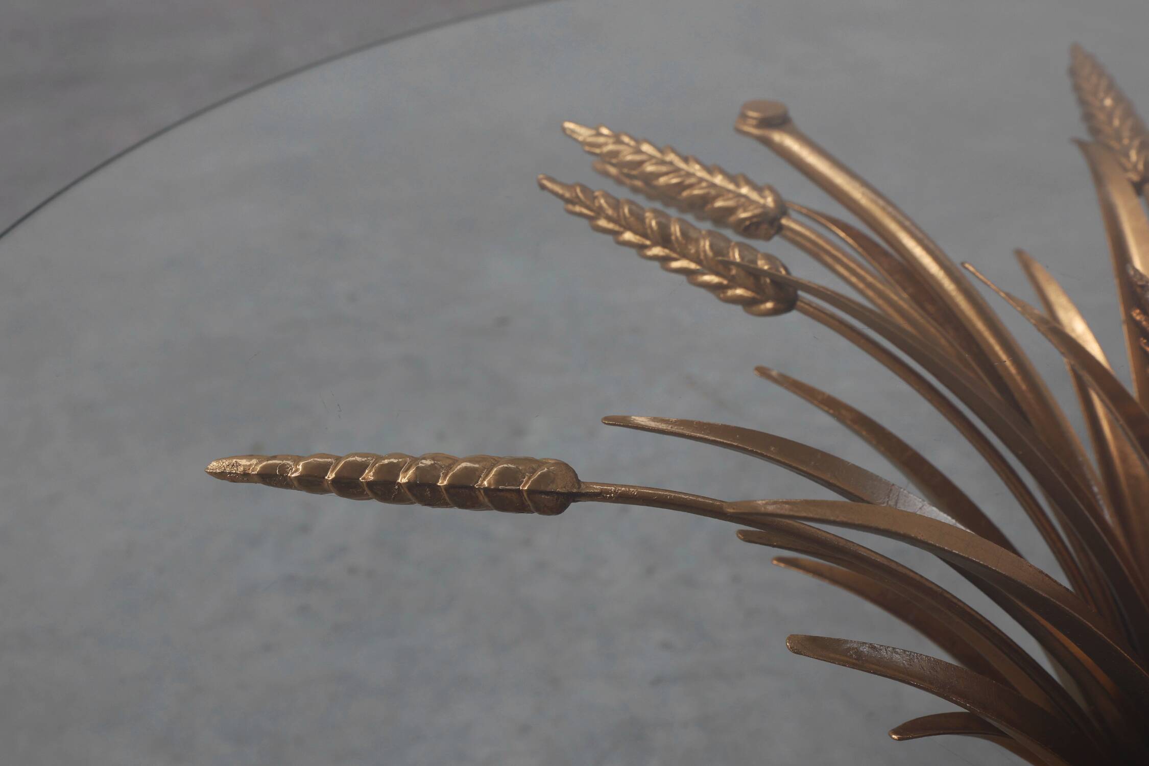 Hollywood regency gilt sheaf of wheat side table “coco chanel”, Italy 1960s