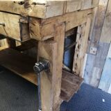 Old wooden workbench of shoemaker carpenter of the 50s
