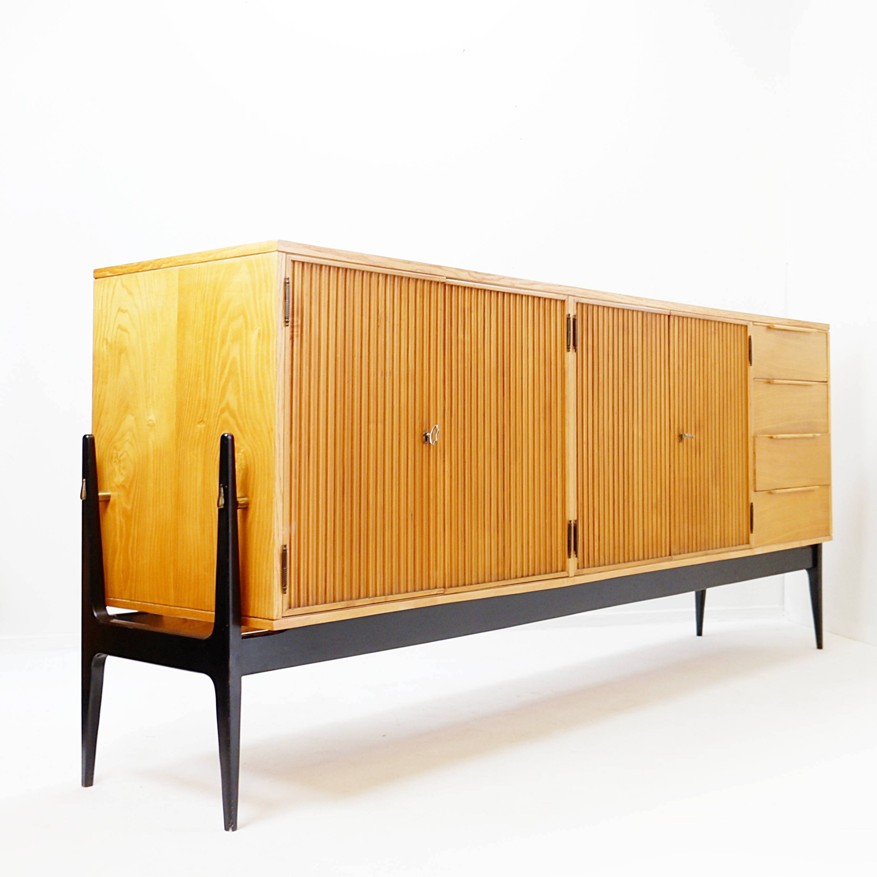 De Coene four-door, four-drawer sideboard (c.1956) - Alfred Hendrickx style Belgium 1950s