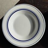 Set of 4 Italian deep plates Ceramica Quadrifoglio with blue rim D22