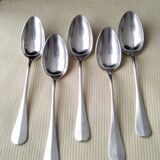 Set of 5 silver-plated metal soup spoons, Uniplat model