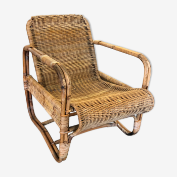 Ancien fauteuil osier rotin vintage