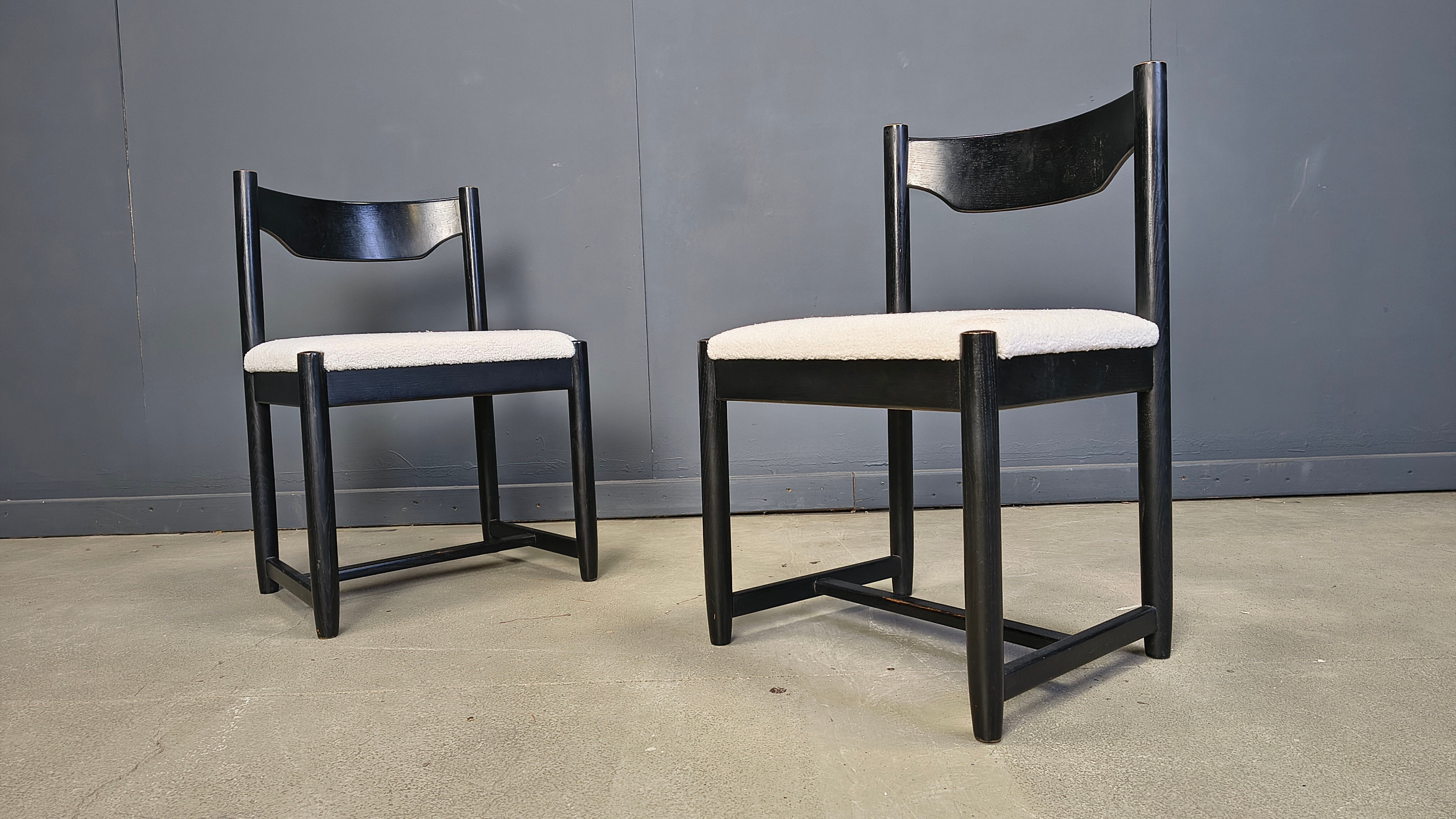 Vintage black wooden dining chairs, 1970s