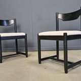 Vintage black wooden dining chairs, 1970s