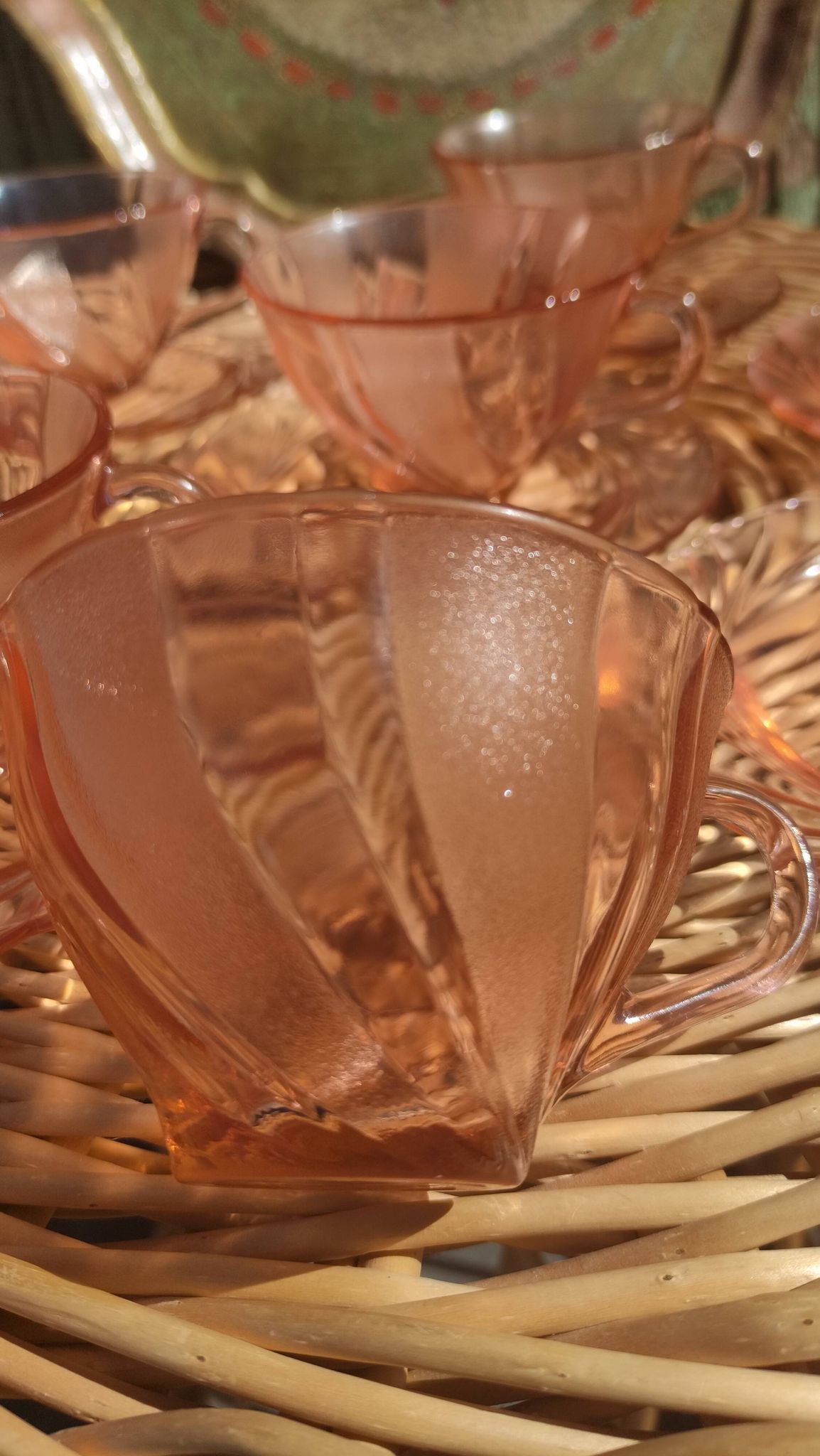 Vintage vereco pink cups France six-serve