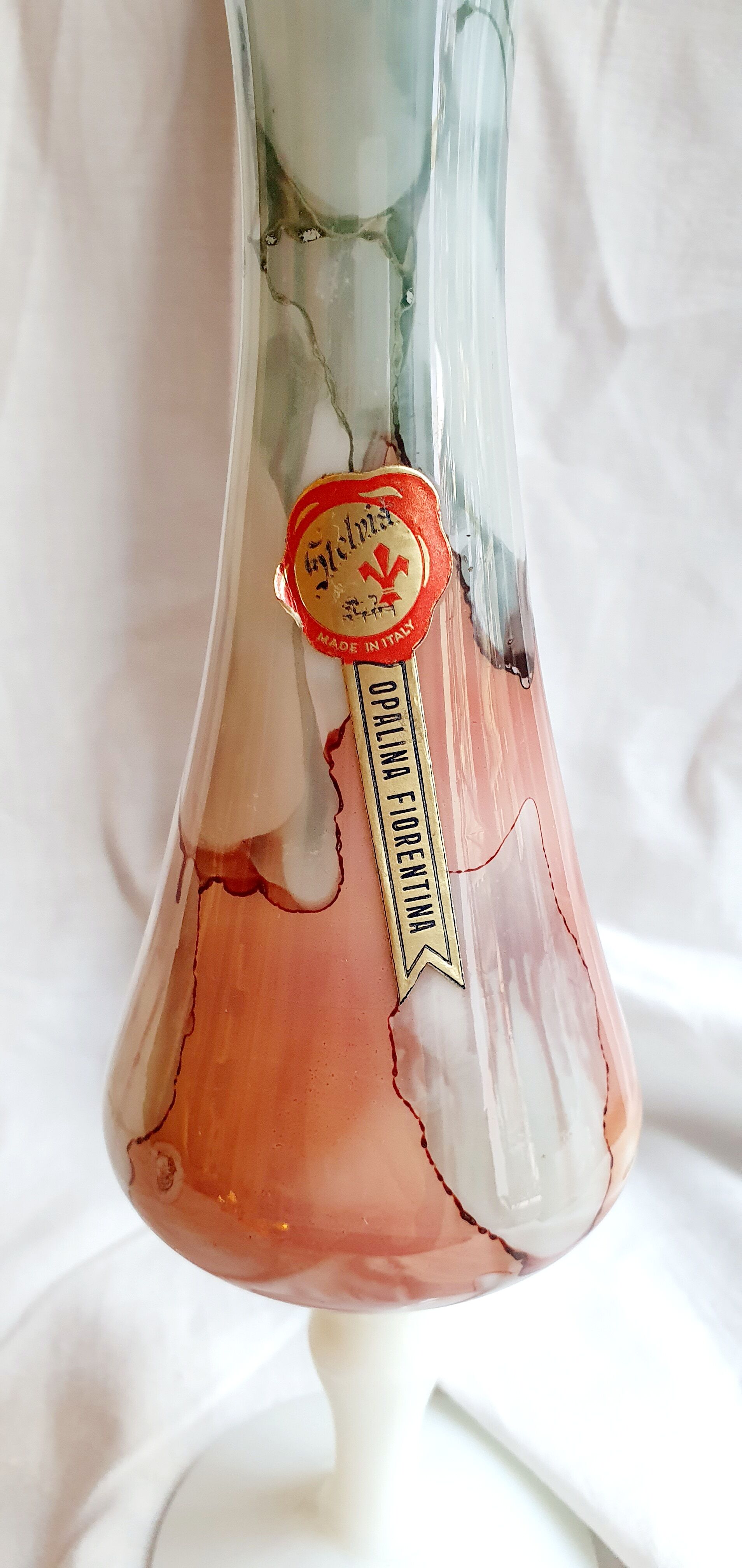 Opaline vase Florentine Stelvia marbled pink