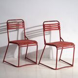 Anciennes chaises de jardin rouges (c.1920). Ensemble de 4 pièces #37