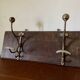 Patinated wood and metal coat rack from the 1950s.