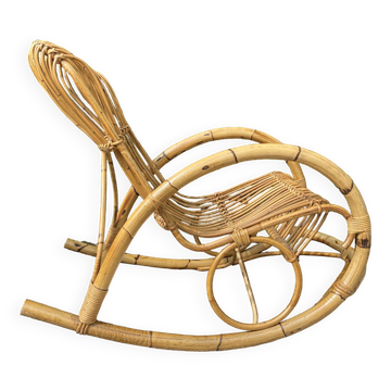 Vintage 1970s bamboo rocking chair