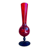 Red and blue blown glass soliflore vase - Murano style - 29 cm