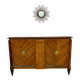 Antique art deco sideboard from the 1930s with veneered wood and bronze insert