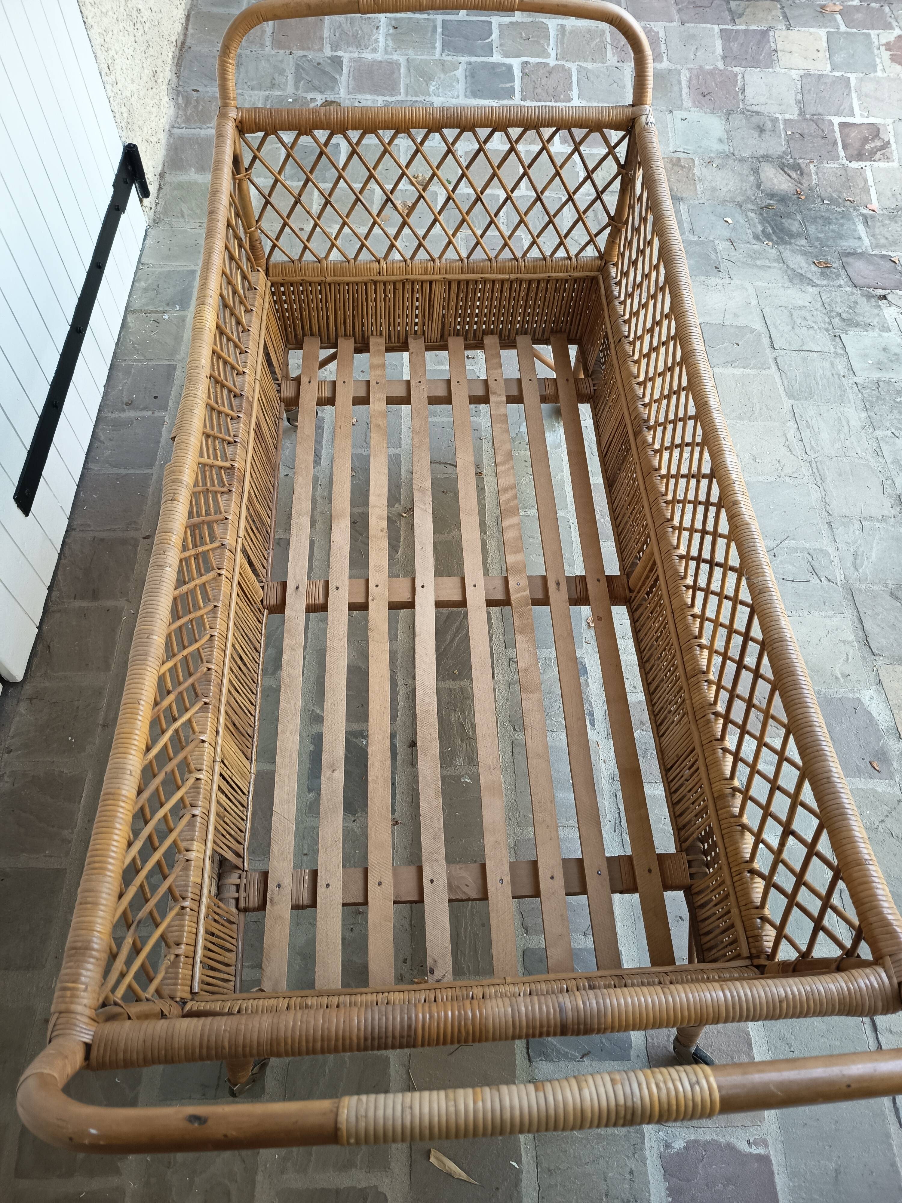 Vintage rattan cradle