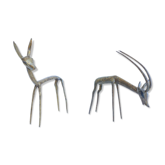Brass gazelle couple