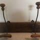 Vintage wooden coat rack 2 metal hooks