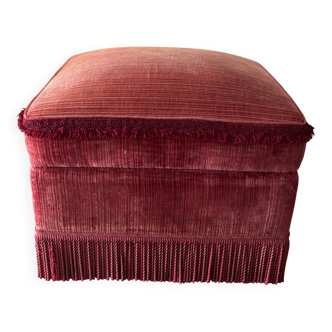 Vintage pouf in red fabric