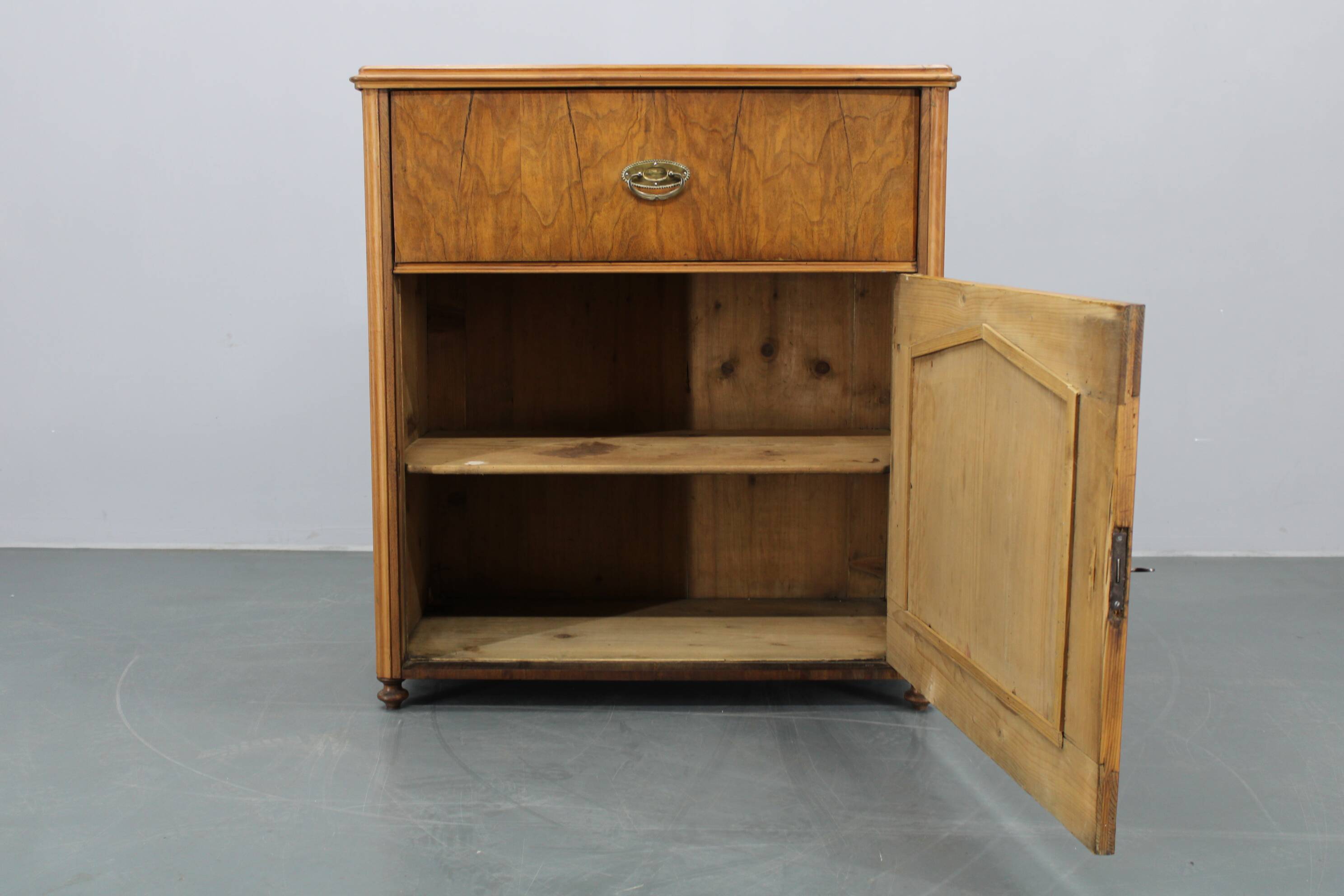 Antique Cabinet in Walnut Finish, Czechoslovakia