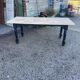 Wood and black farmhouse table