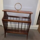 Newspaper holder vintage magazine year 60 mahogany brass
