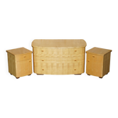 Baxter & Lee birch commode and side tables - Art Deco