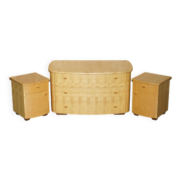 Baxter & Lee birch commode and side tables - Art Deco