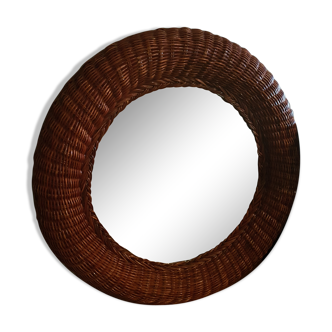 Vintage rattan mirror tinted 60 x 60 cm