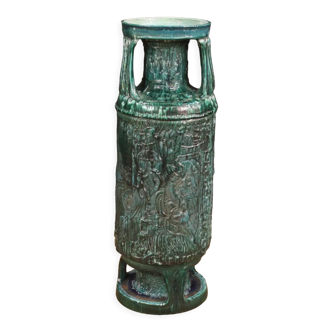 Italian green glazed terracotta vase