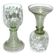 Roemer old rhine wine glass in light green white enamelled blown glass