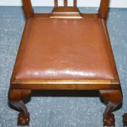 Chippendale Style Dining Chairs with Leather Seats, Set of 5